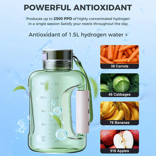 1.5L Hydrogen Rich Fitness Water Bottle(Green)