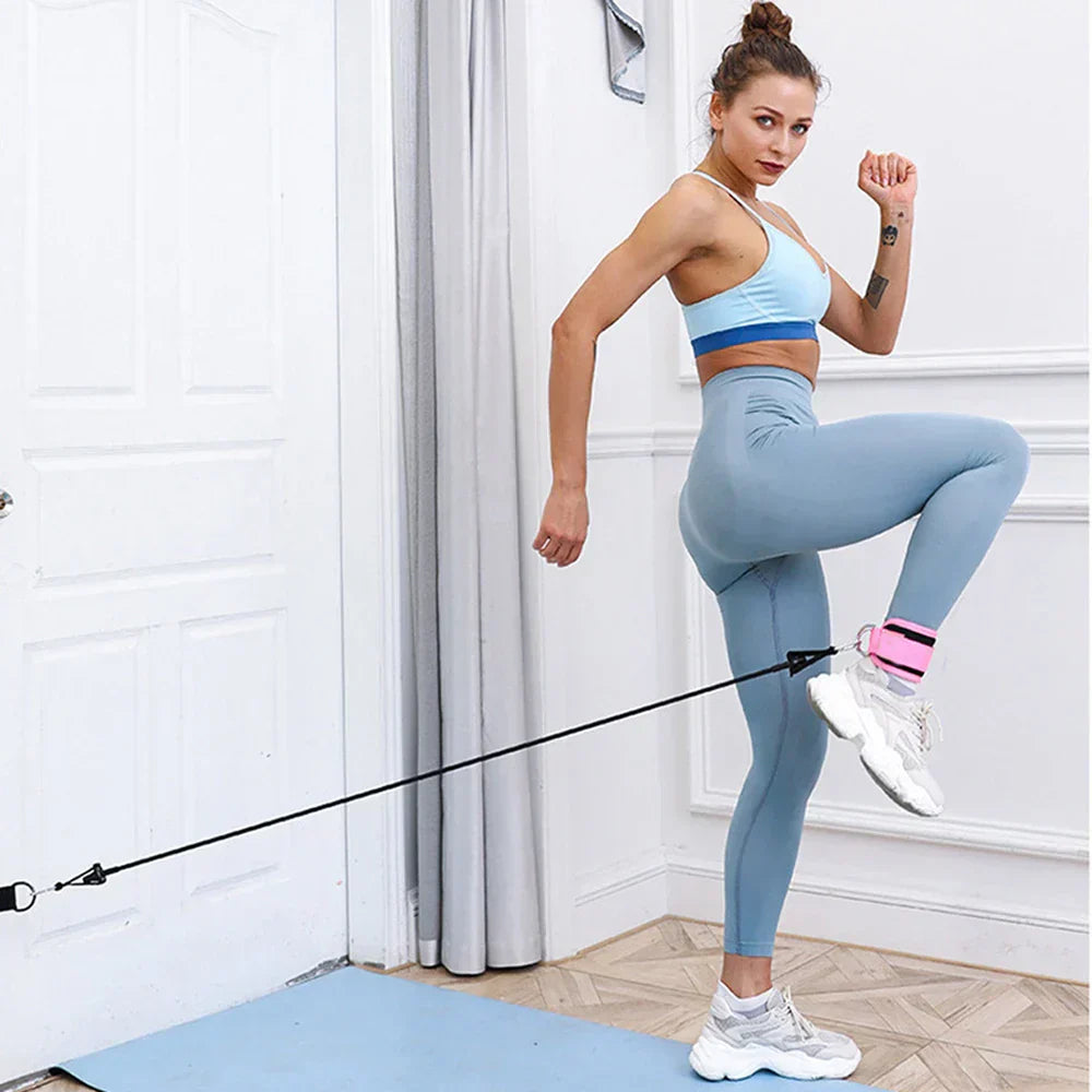 1 Pair Adjustable D-Ring Ankle Straps for Leg and Glute Workouts